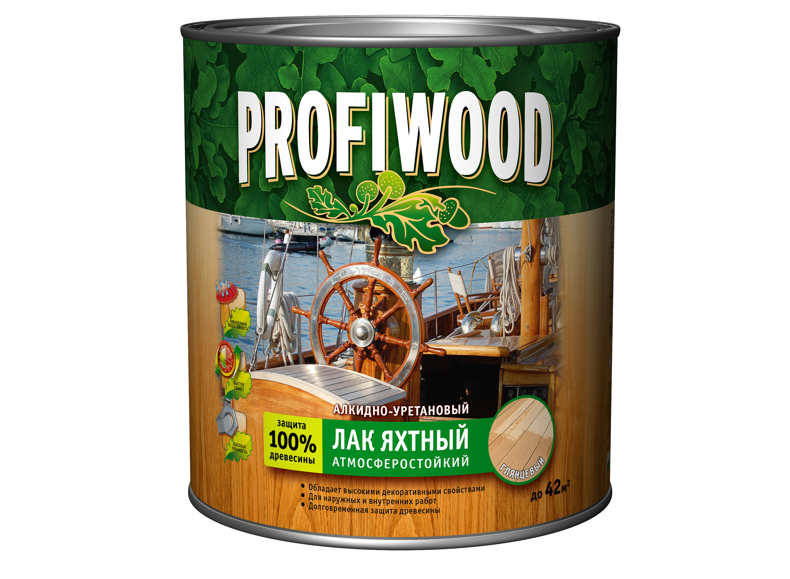 Лак яхтный Profiwood яхтный полуматовый (2.4 кг) алкидно-уретановый